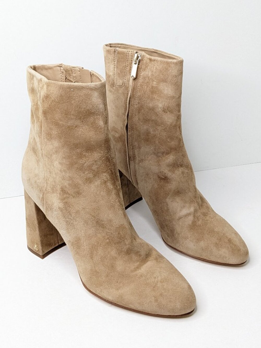 Sam Edelman Donna Ankle Booties Tan Suede Womens 10
